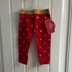 Holiday Time Red and Gold Kids Leggings